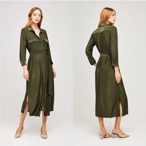 L’Agence Rivi Belted Slub Stretch Jersey Dress size XS Tall